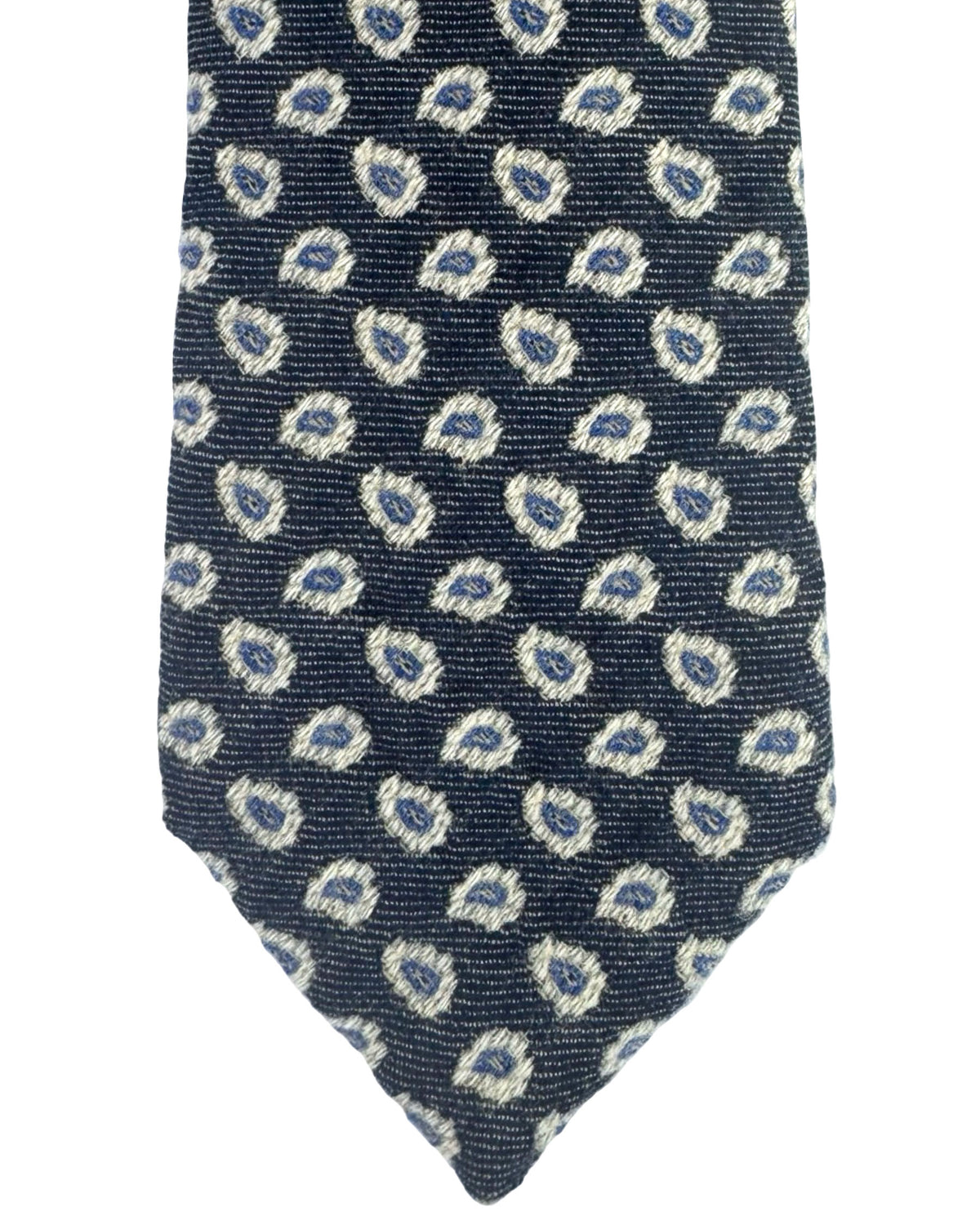 Zegna Wool Tie Navy Paisley - Narrow Cut