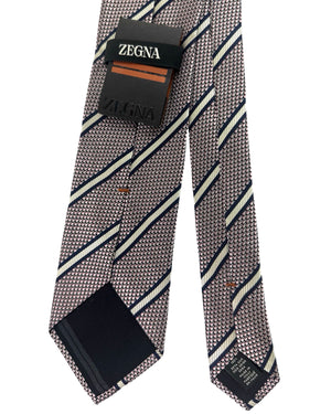 Zegna Silk Tie Pink Stripes Design