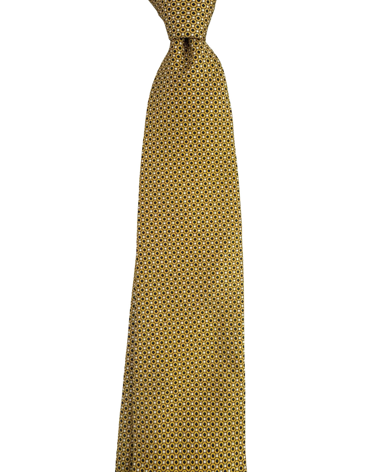 Zegna Silk Tie Mustard Geometric Design