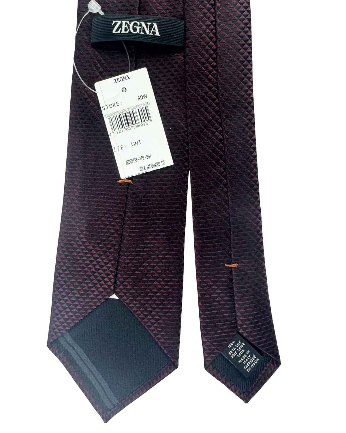 Zegna Tie Bordeaux Black Geometric