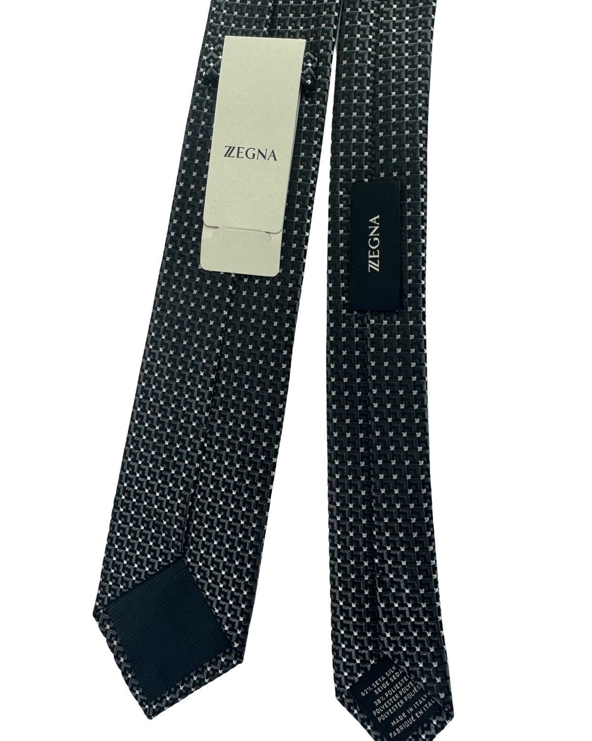 Z Zegna Silk Tie Gray Design - Skinny Cut
