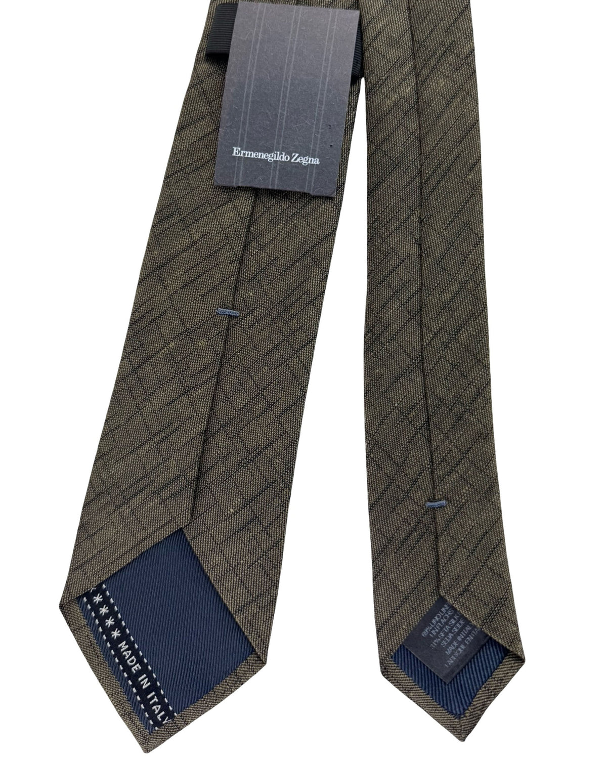 Ermenegildo Zegna Tie Seagrass Green Weave- Narrow Necktie