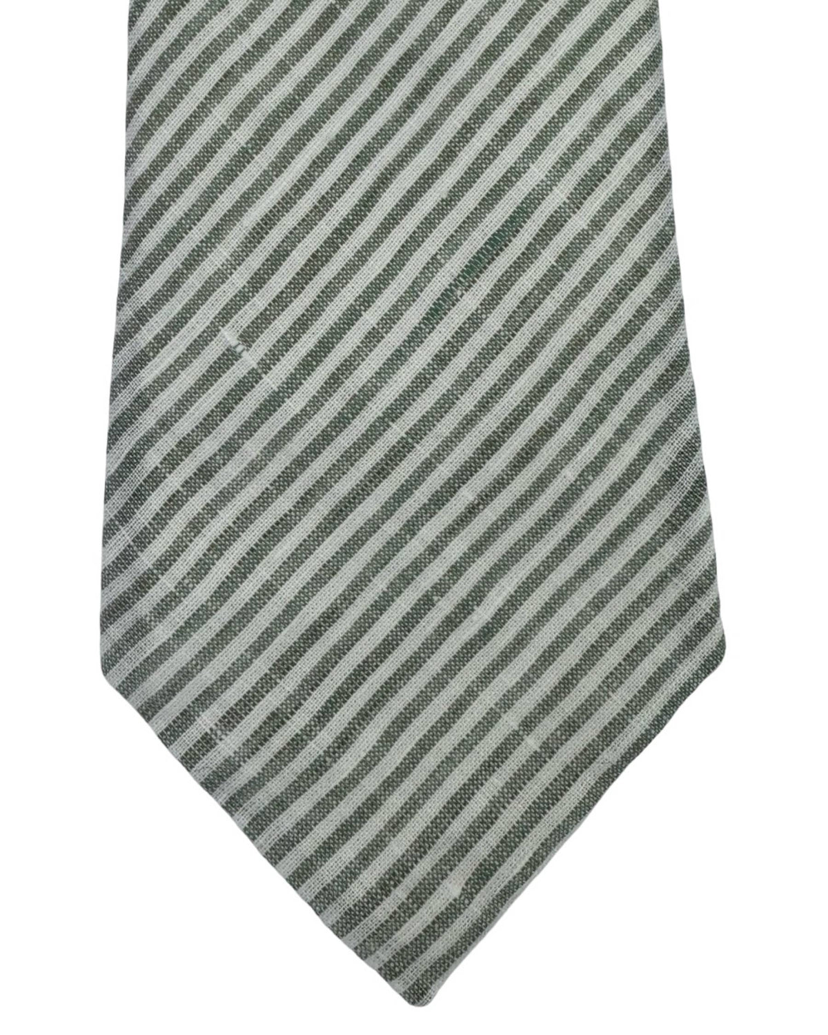 Ermenegildo Zegna Tie Sea-Grass Green White Stripes