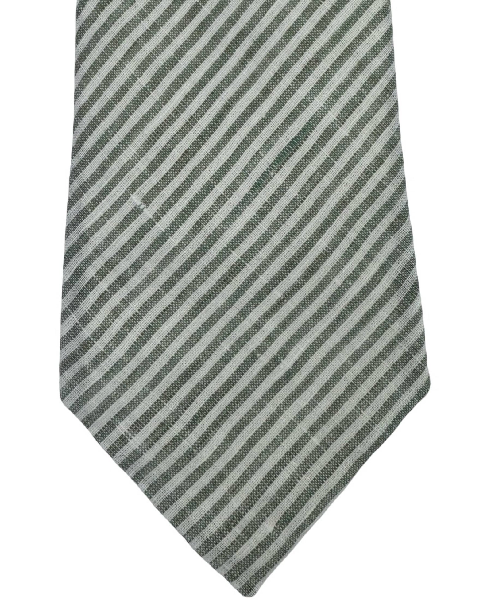 Ermenegildo Zegna Tie Sea-Grass Green White Stripes