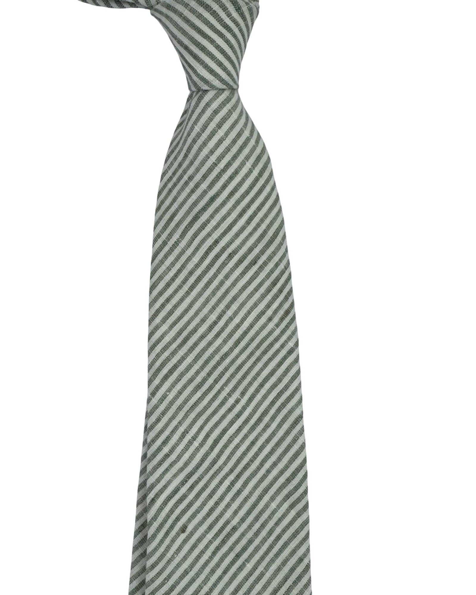 Ermenegildo Zegna Tie Sea-Grass Green White Stripes