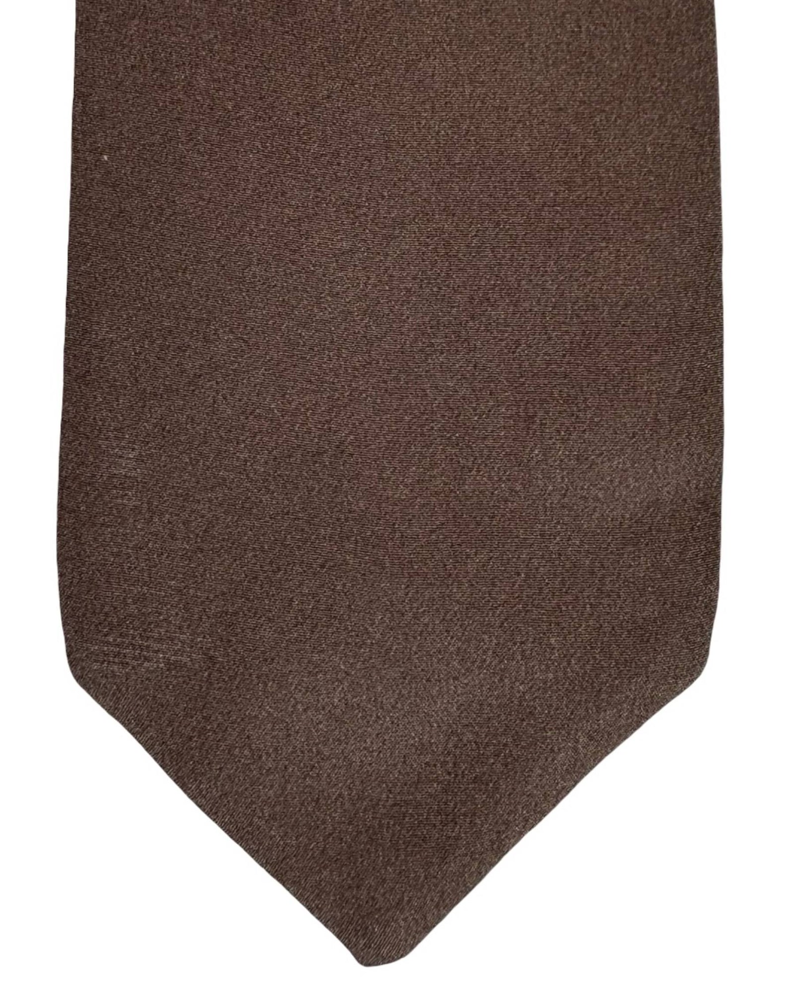 Ermenegildo Zegna Tie Brown Taupe Solid - XXX Couture - 2 Sided