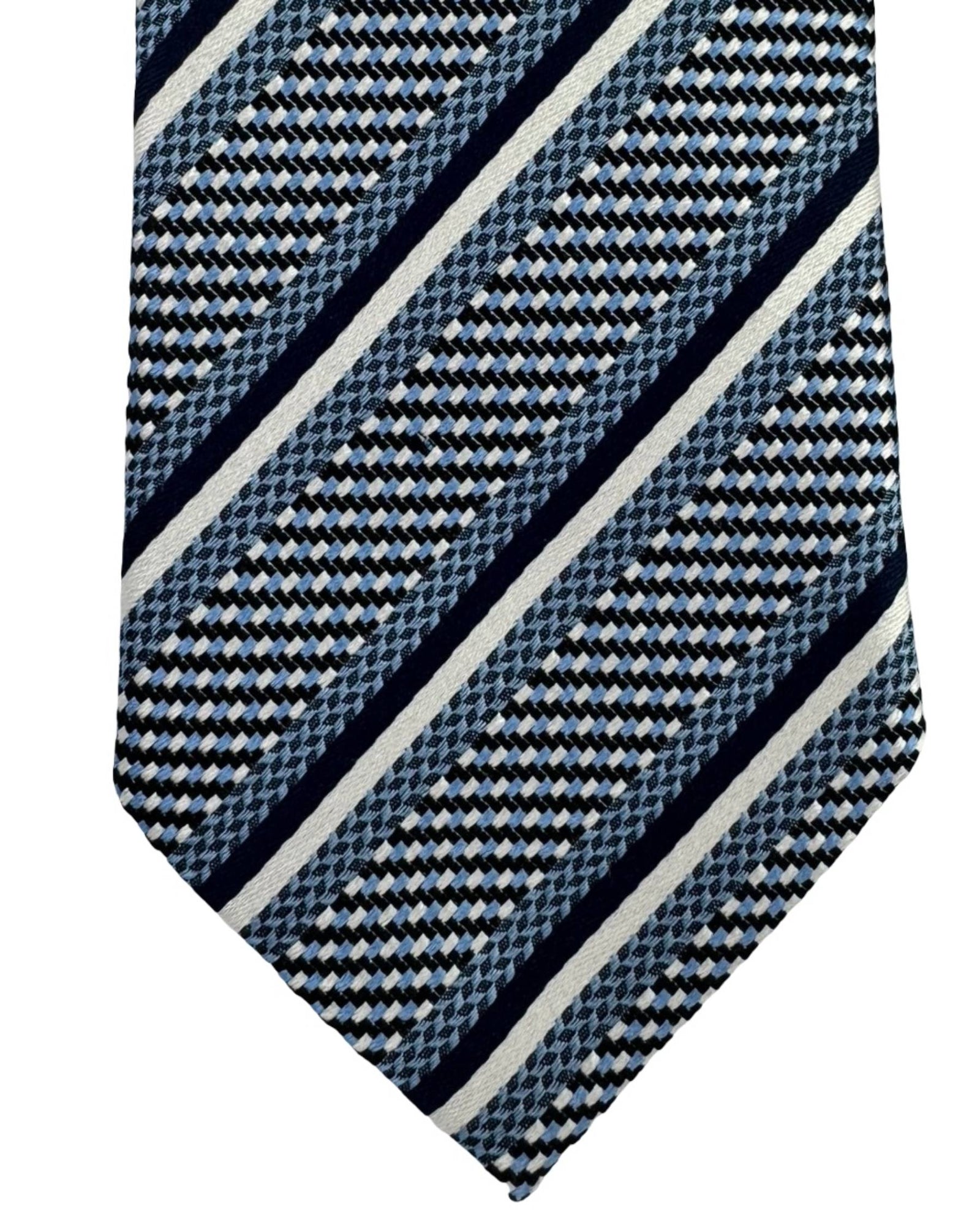 Ermenegildo Zegna Tie Blue White Navy Blue Stripes