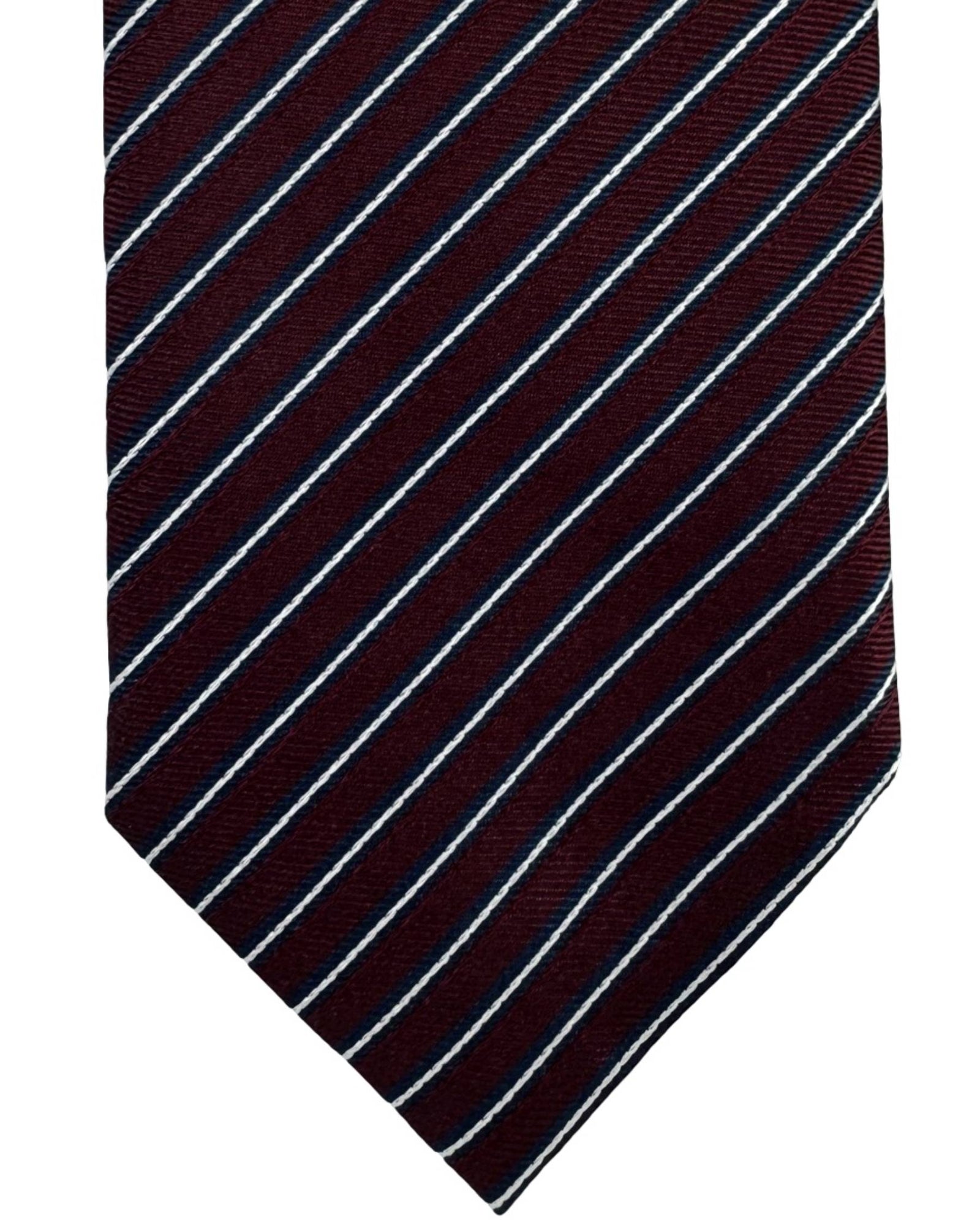Ermenegildo Zegna Tie Maroon Midnight Blue Stripes