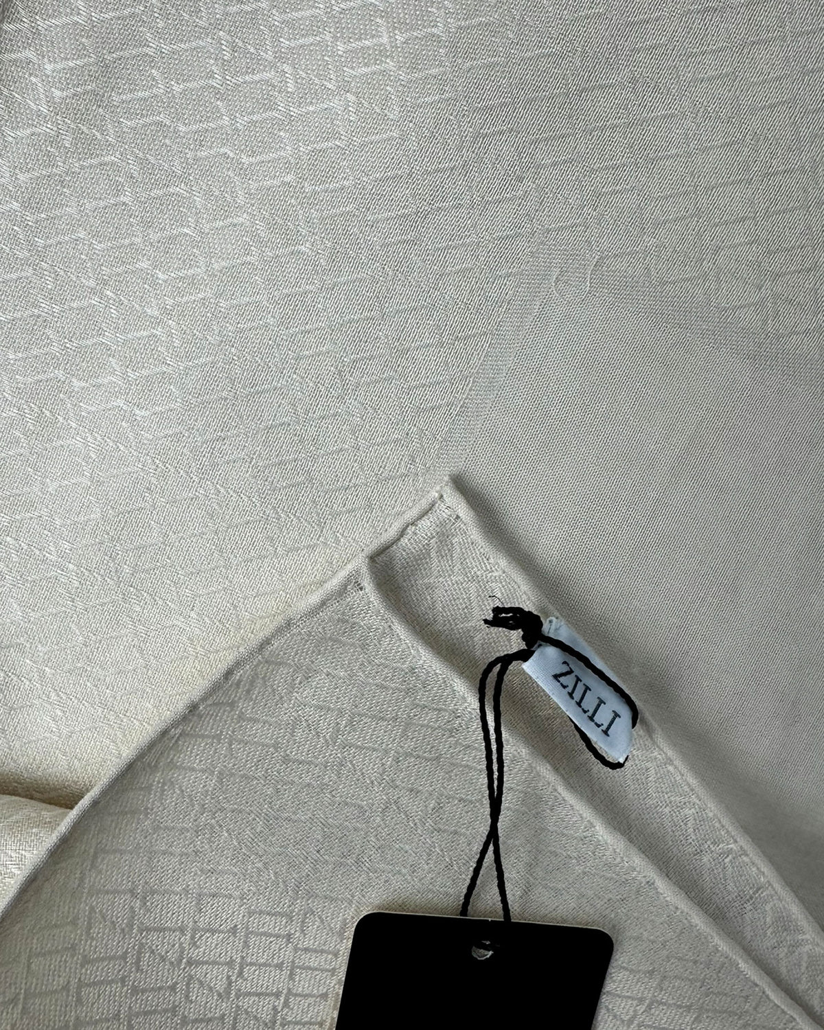 Zilli Cotton Pocket Square Beige Cream Logo FINAL SALE