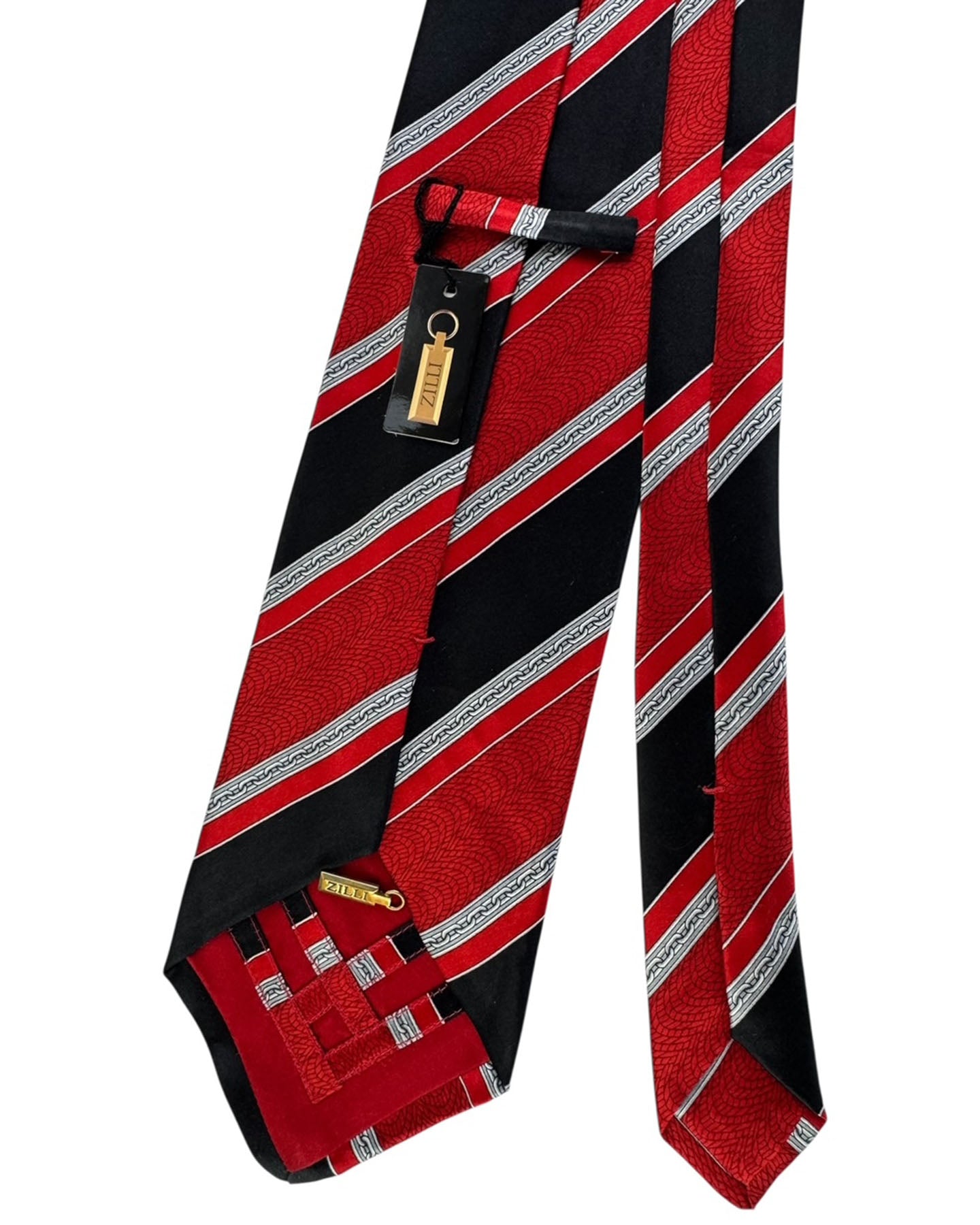 Zilli Silk Tie Red Black Stripes
