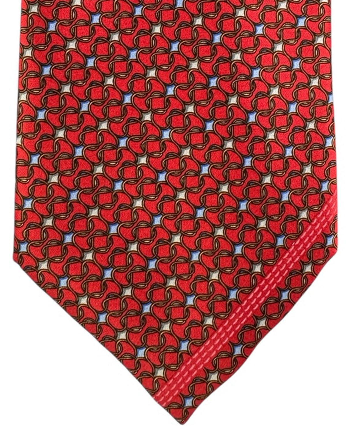 Zilli Silk Tie Red Geometric Chain Geometric