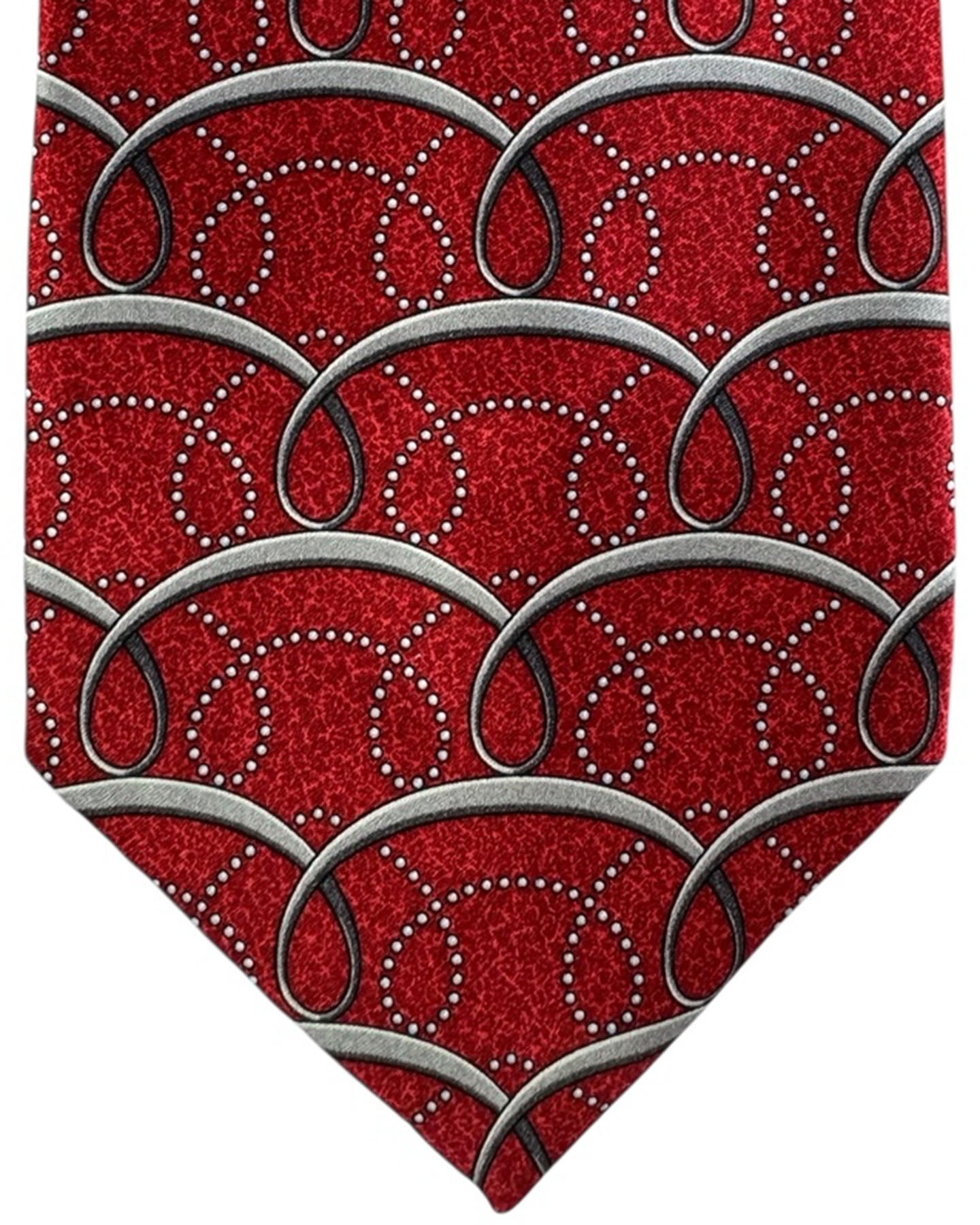 Zilli silk Tie Red Gray Swirly Pattern