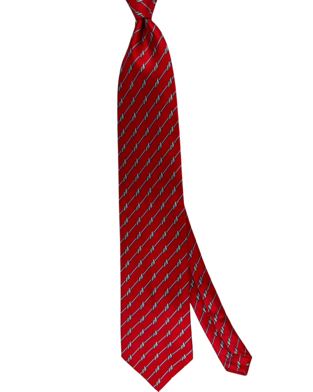 Zilli Tie Red Gray Silver Motif