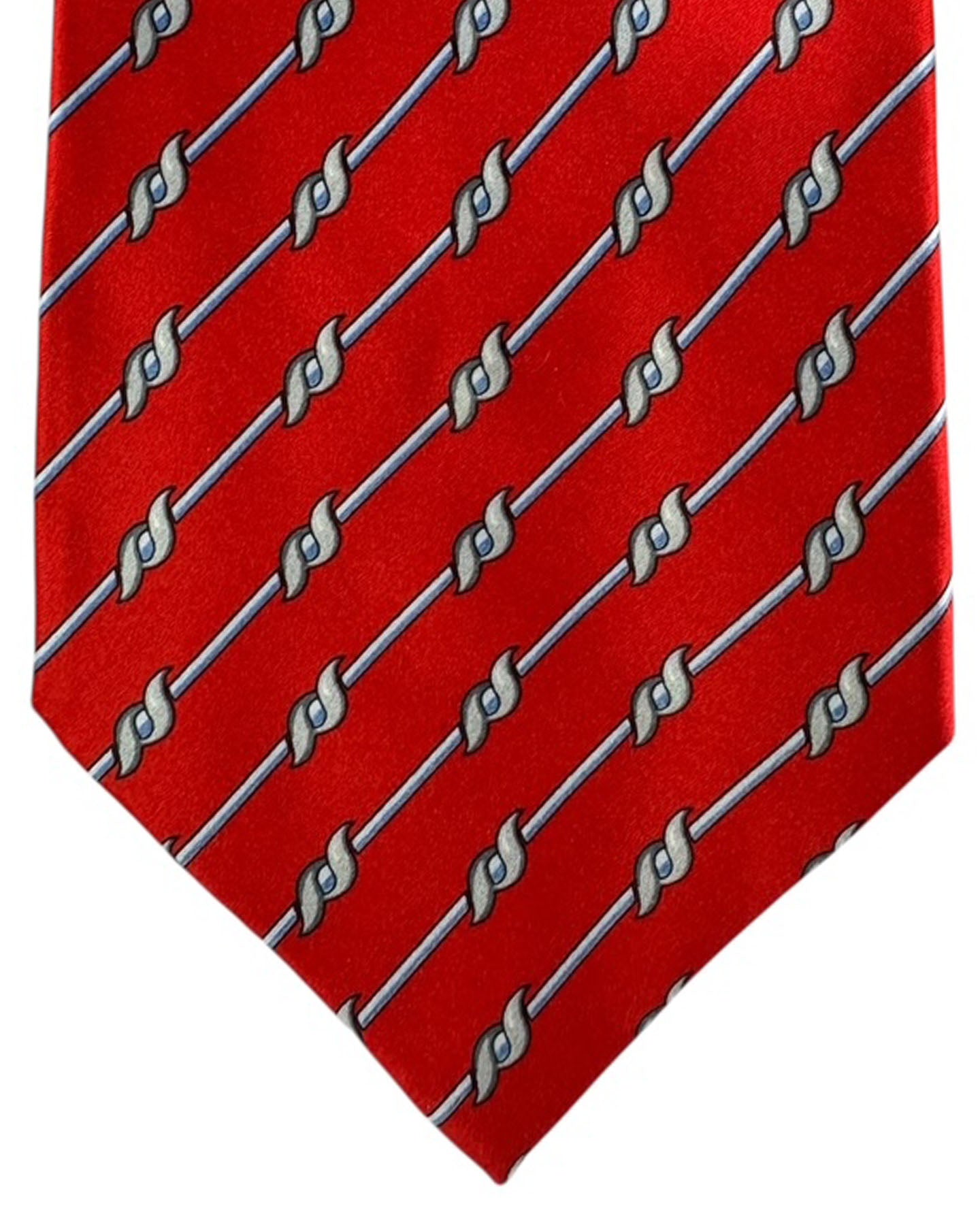 Zilli Tie Red Gray Silver Motif