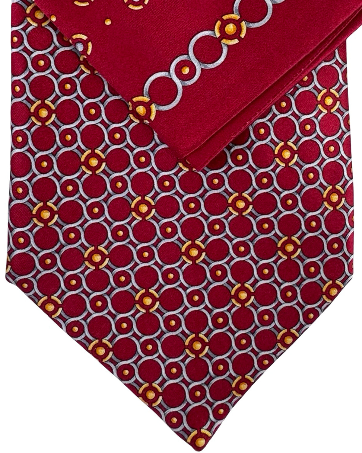 Zilli Tie & Matching Pocket Square Set Bordeaux Gold
