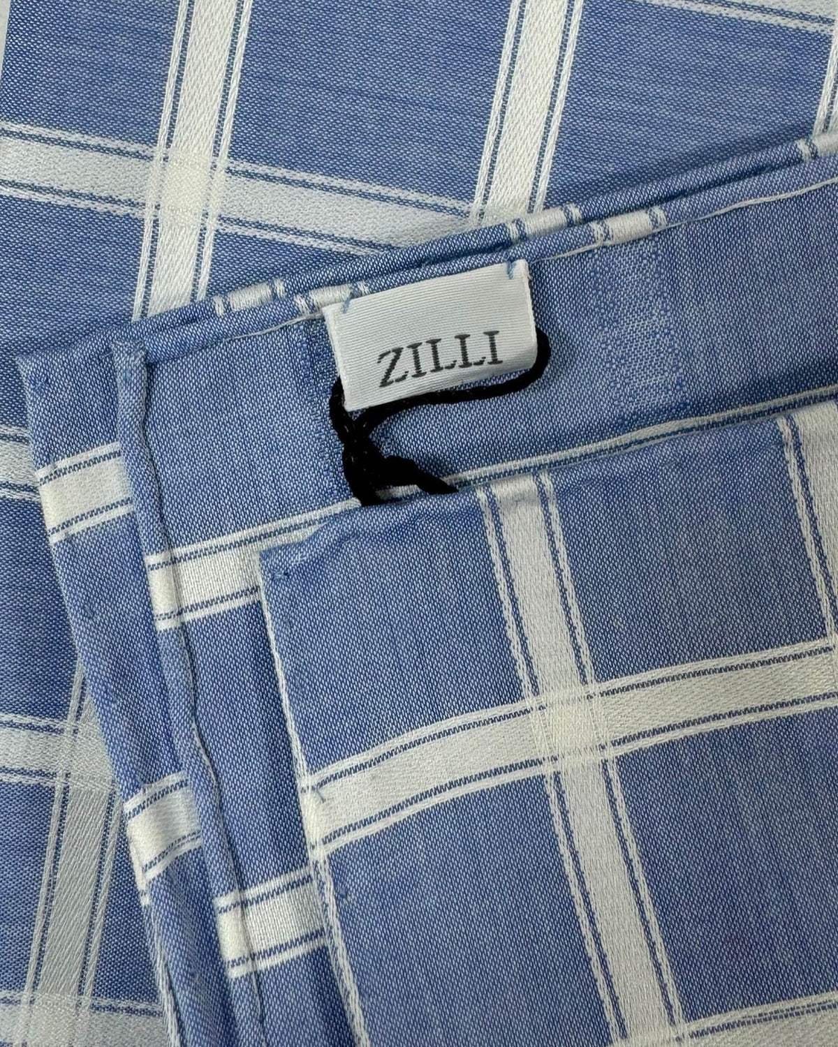 Zilli Cotton Pocket Square Royal Blue White Check - FINAL SALE