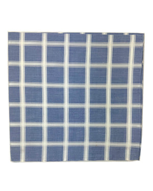 Zilli Cotton Pocket Square Royal Blue White Check sale