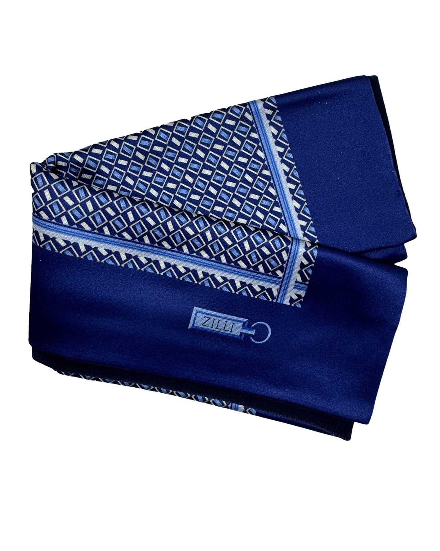 Zilli Silk Pocket Square Royal Blue SALE