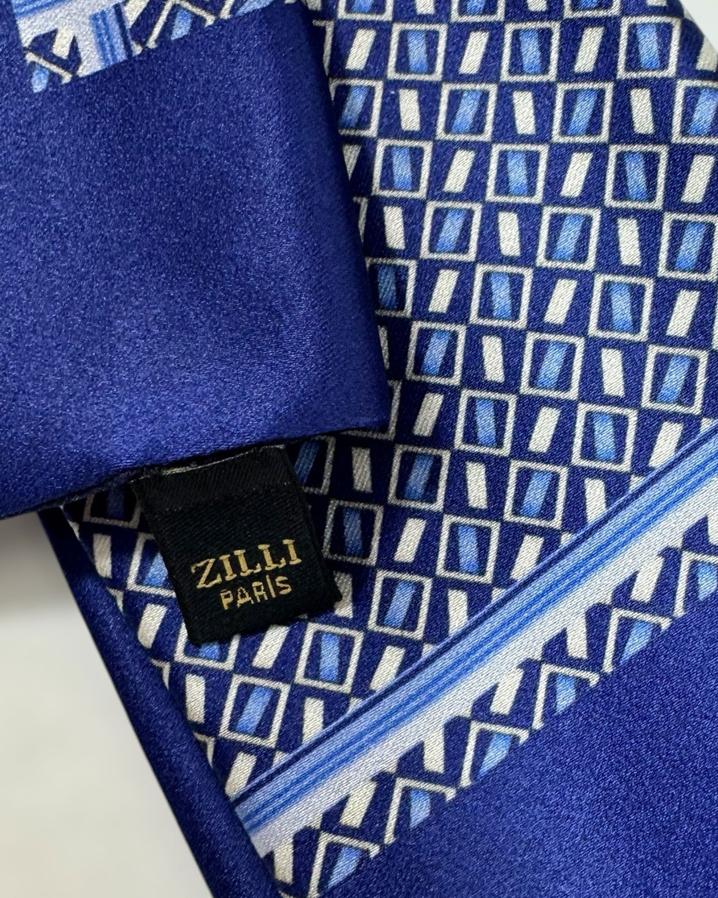 Zilli Silk Pocket Square Royal Blue SALE