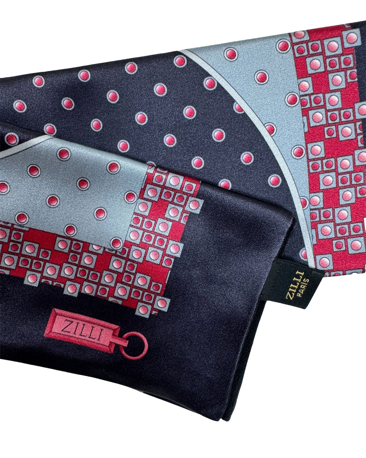 Zilli Silk Pocket Square Gray Fuchsia SALE