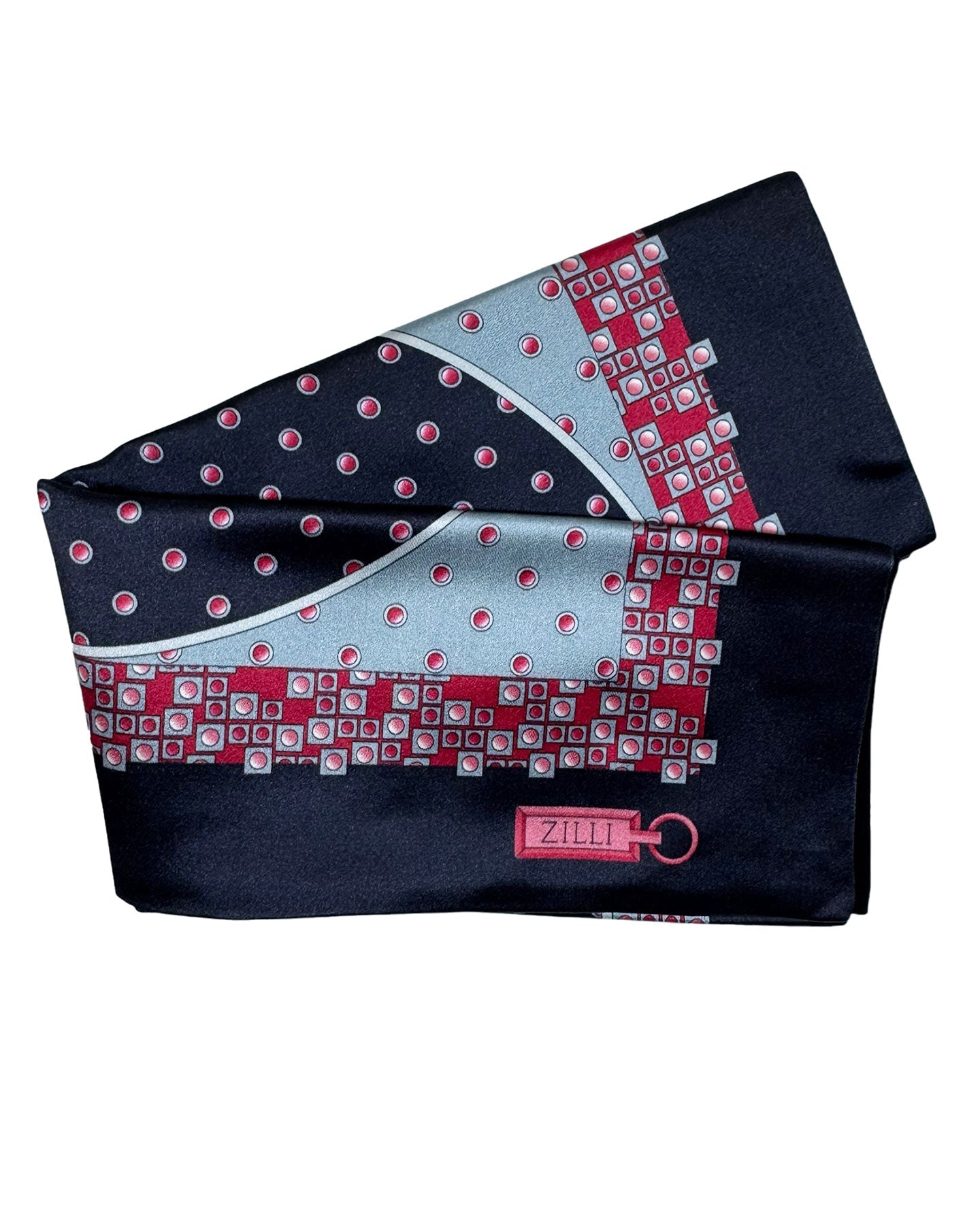 Zilli Silk Pocket Square Gray Fuchsia SALE