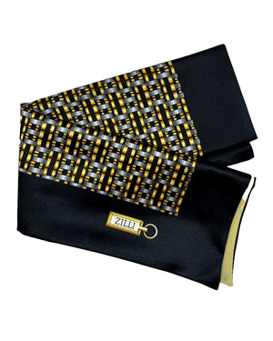 Zilli Silk Pocket Square Black Gray Gold SALE