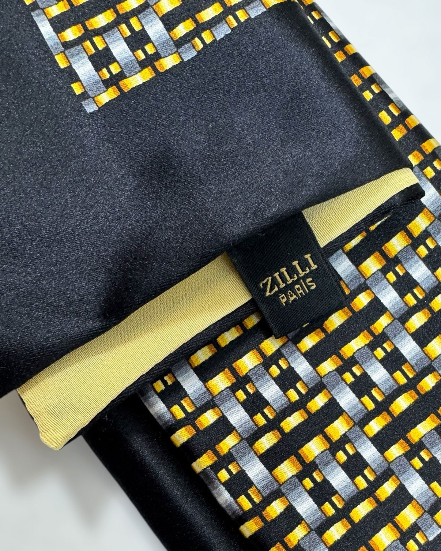 Zilli Silk Pocket Square Black Gray Gold SALE