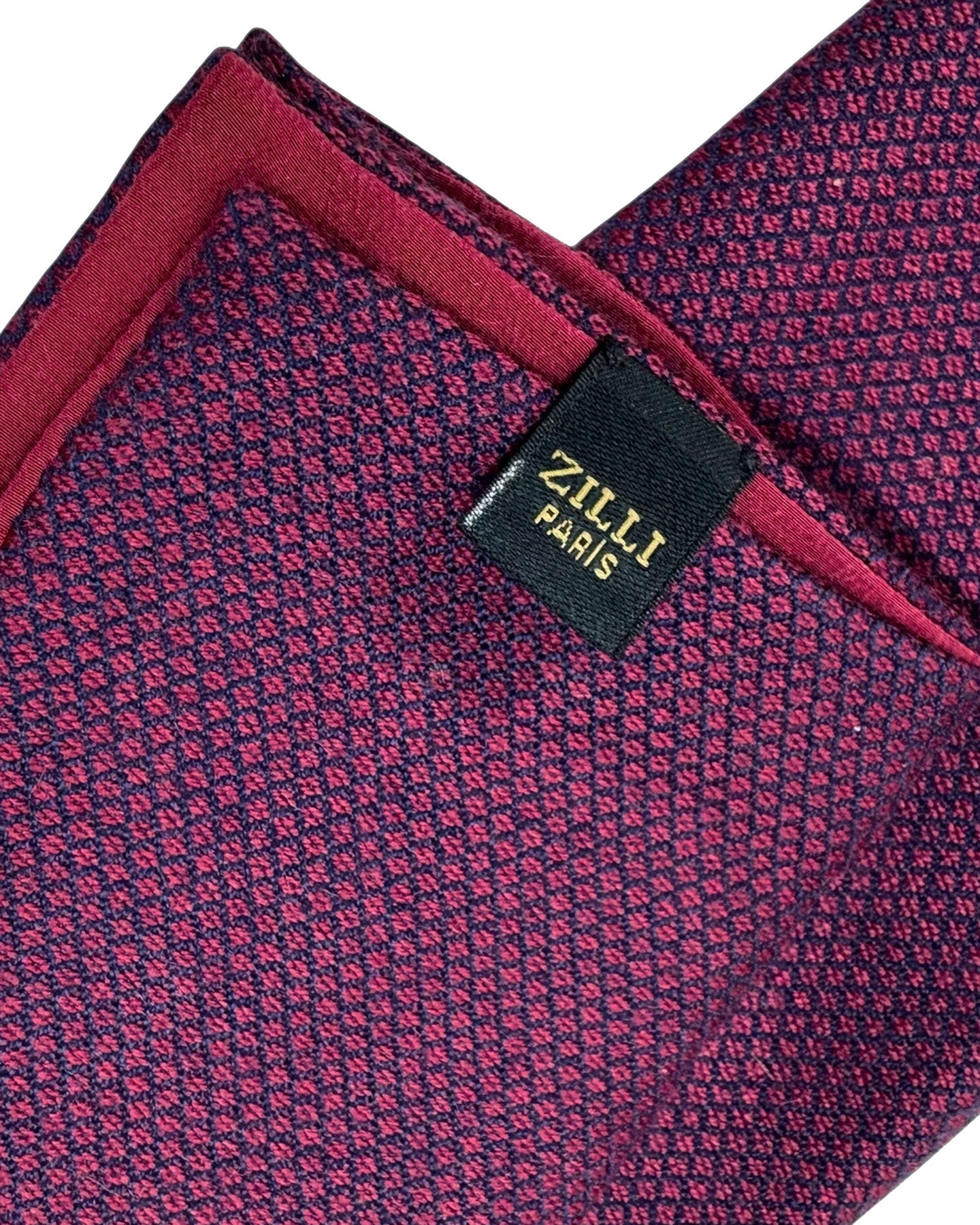 Zilli Pocket Square Maroon Midnight Blue Pattern SALE
