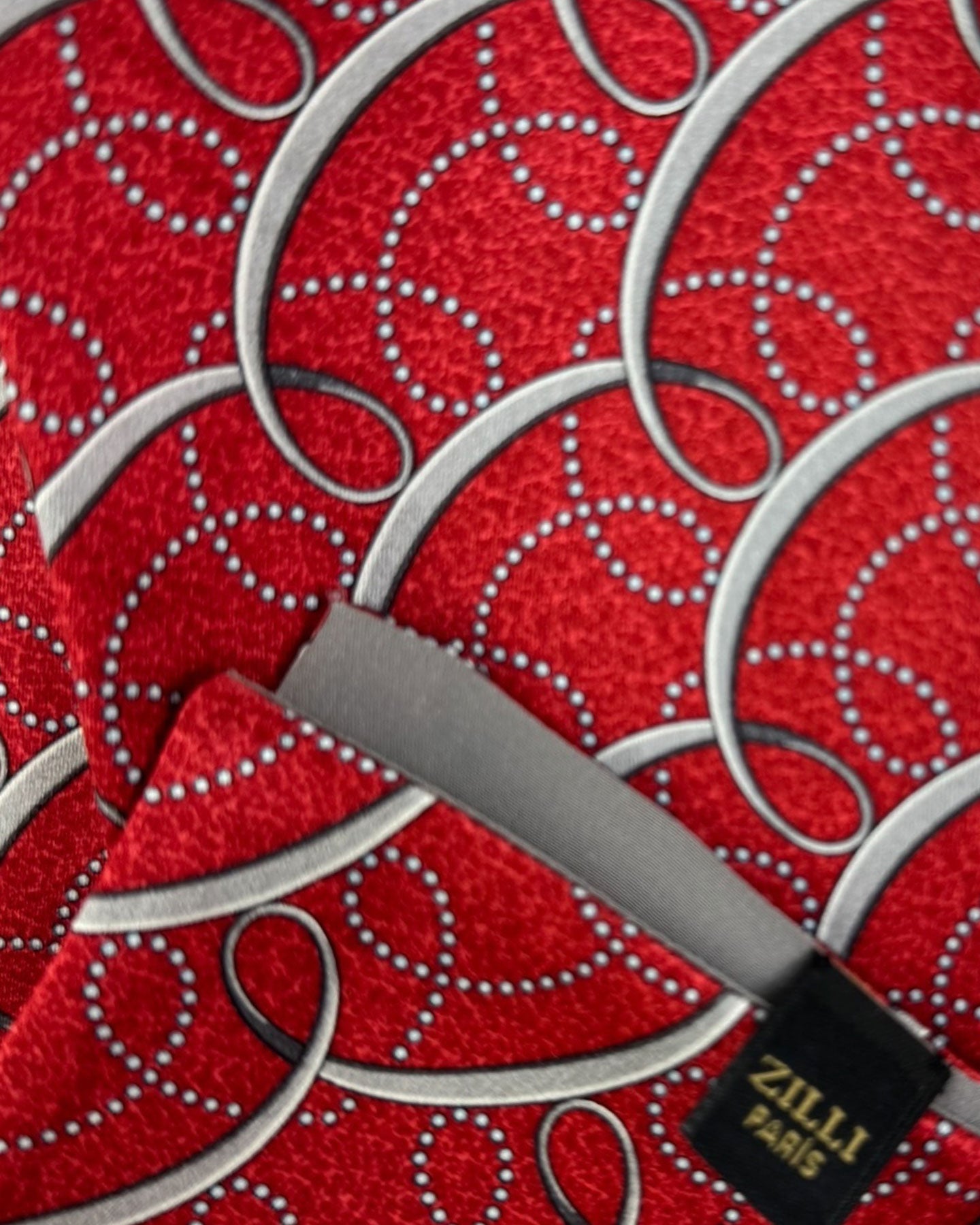 Zilli Silk Pocket Square Bordeaux Swirl Design SALE