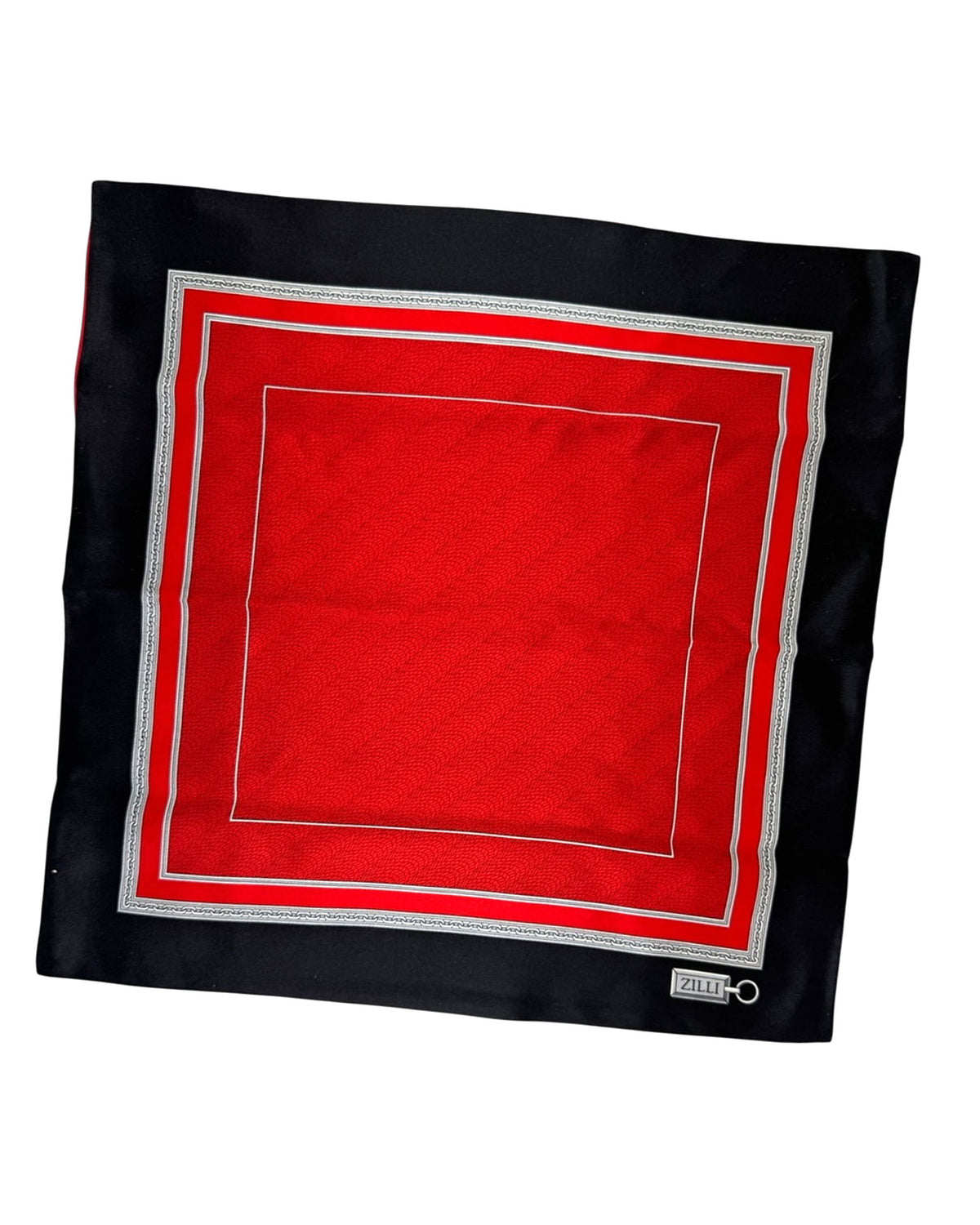 Zilli Silk Pocket Square Red Black Design SALE