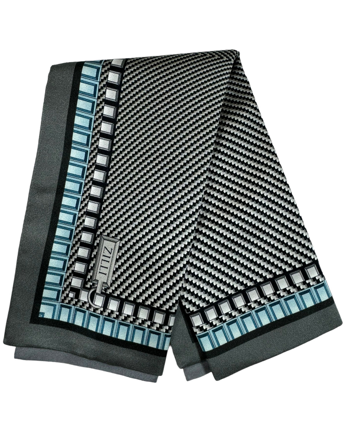 Zilli Silk Pocket Square Gray Micro Pattern Design