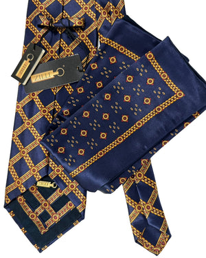 Zilli silk Tie & Matching Pocket Square Set 