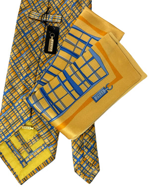 Zilli silk Tie & Matching Pocket Square Set