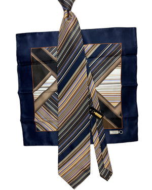 Zilli genuine Tie & Matching Pocket Square Set 