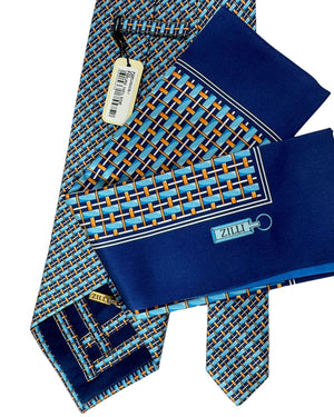 Zilli authentic Tie & Matching Pocket Square Set 