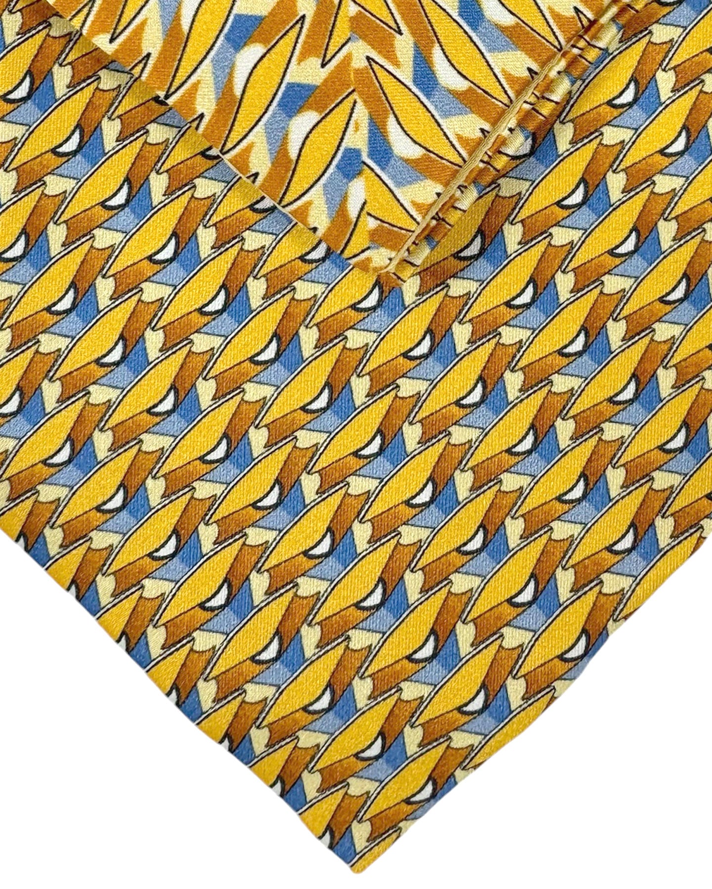 Zilli Tie & Matching Pocket Square Set Mustard Yellow Geometric