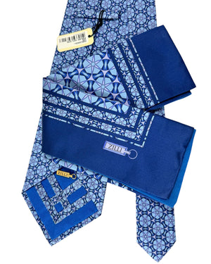 Zilli silk Tie & Matching Pocket Square Set 