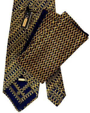 Zilli silk Tie & Matching Pocket Square Set 