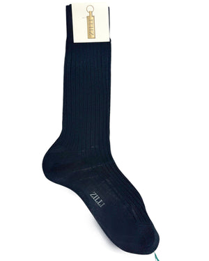 Zilli Socks Dark Dark Navy Ribbed 