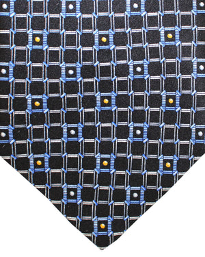 Zilli Silk Tie Black Blue Gray Geometric Design - Wide Necktie