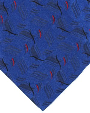 Zilli Silk Tie Royal Blue Red Design - Wide Necktie