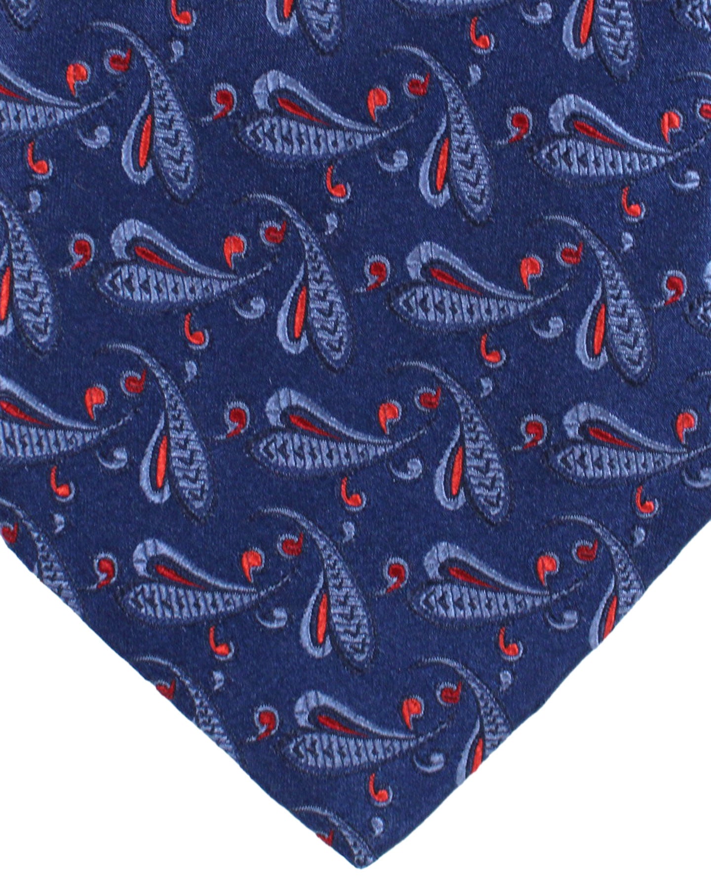 Zilli Silk Tie Navy Red Paisley - Wide Necktie