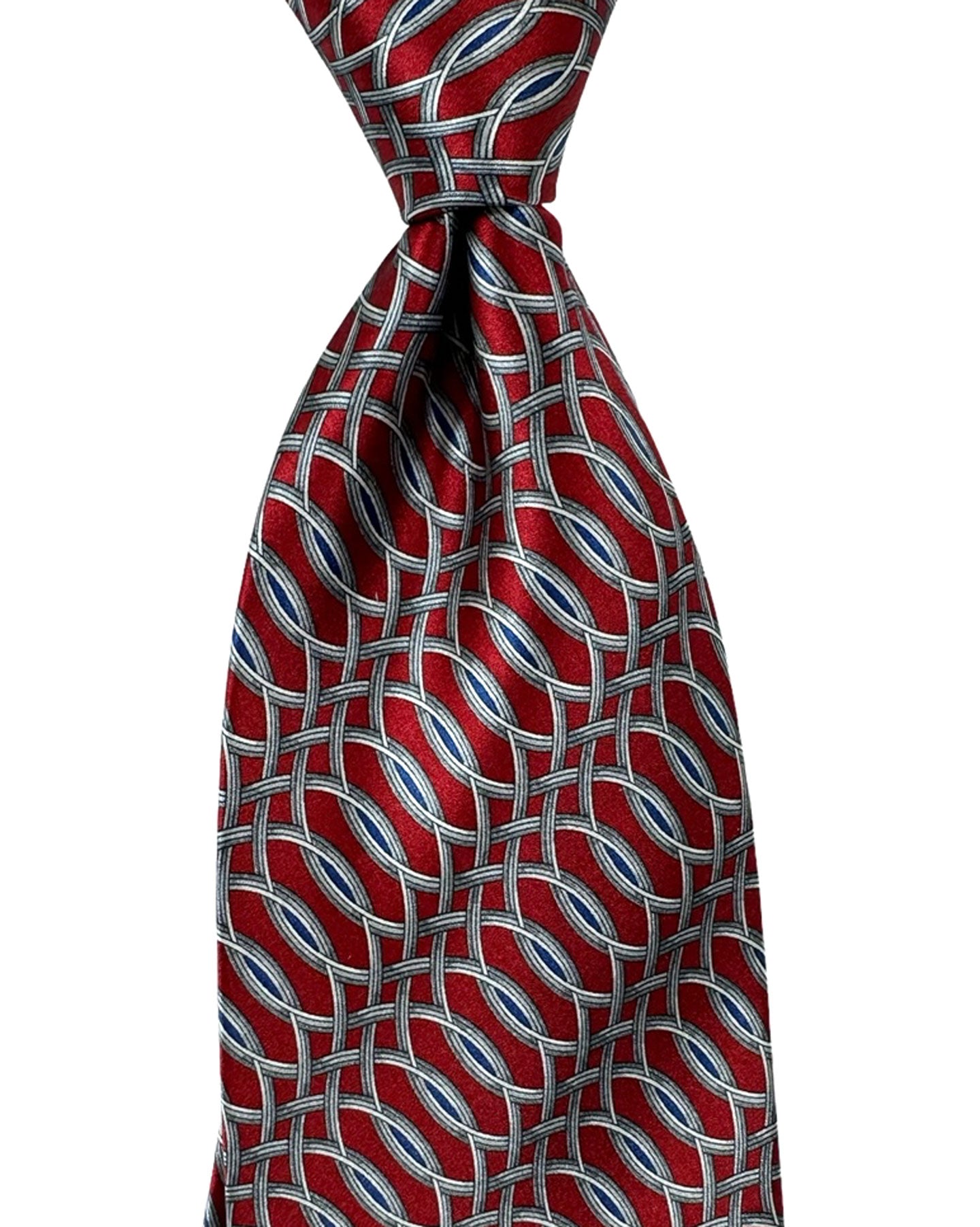 Zilli Silk Tie Maroon Silver Swirl - Wide Necktie