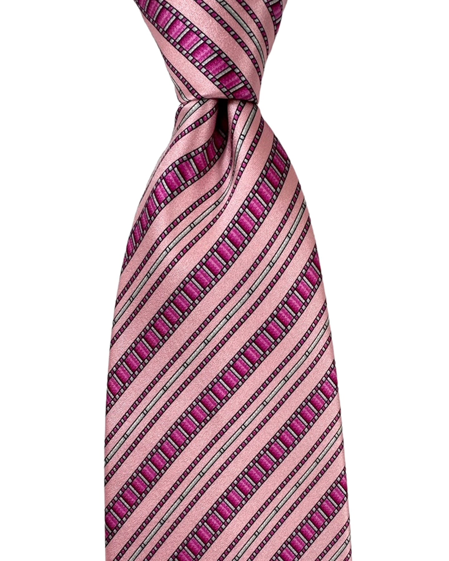 Zilli Silk Tie Pink Stripes - Wide Necktie