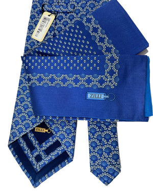 Royal Blue Design Tie & Hankie