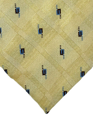 Zilli Silk Tie Yellow Orange Blue Brown Micro Pattern - Wide Necktie