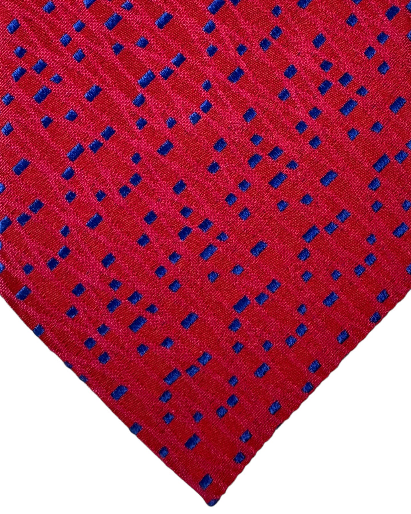 Zilli Silk Tie Fuchsia Hot Pink Royal Blue Micro Pattern - Wide Necktie