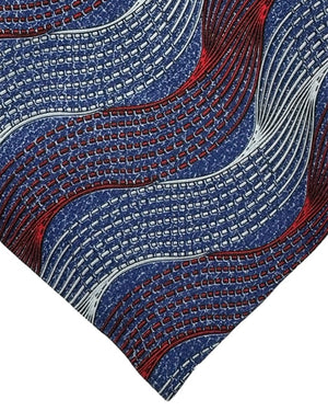 Zilli Silk Tie Dark Blue Bordeaux Swirl - Wide Necktie