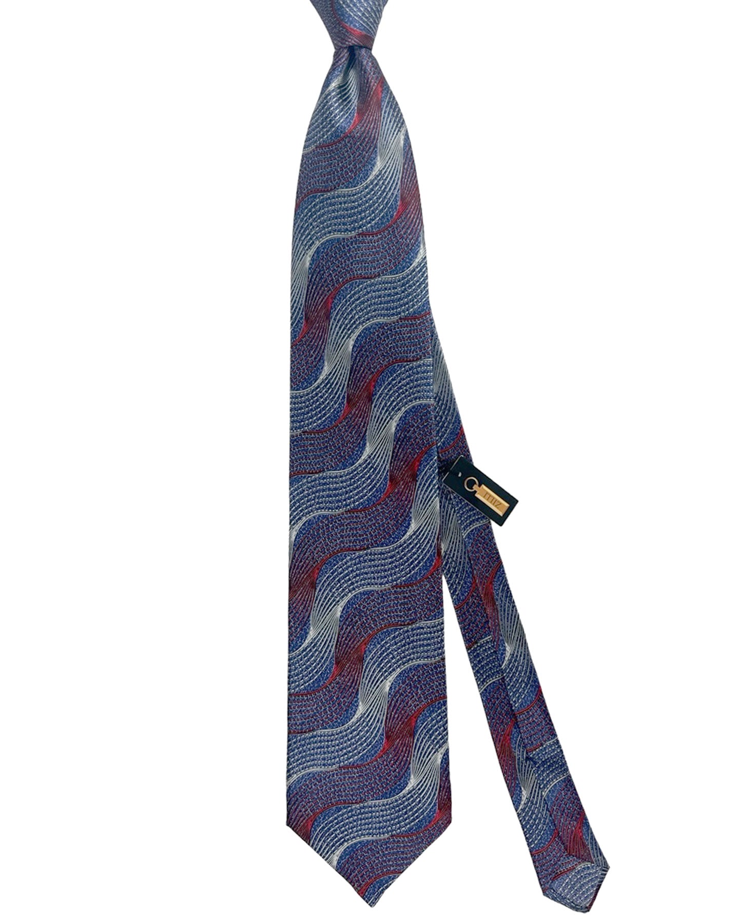 Zilli Silk Tie Dark Blue Bordeaux Swirl - Wide Necktie