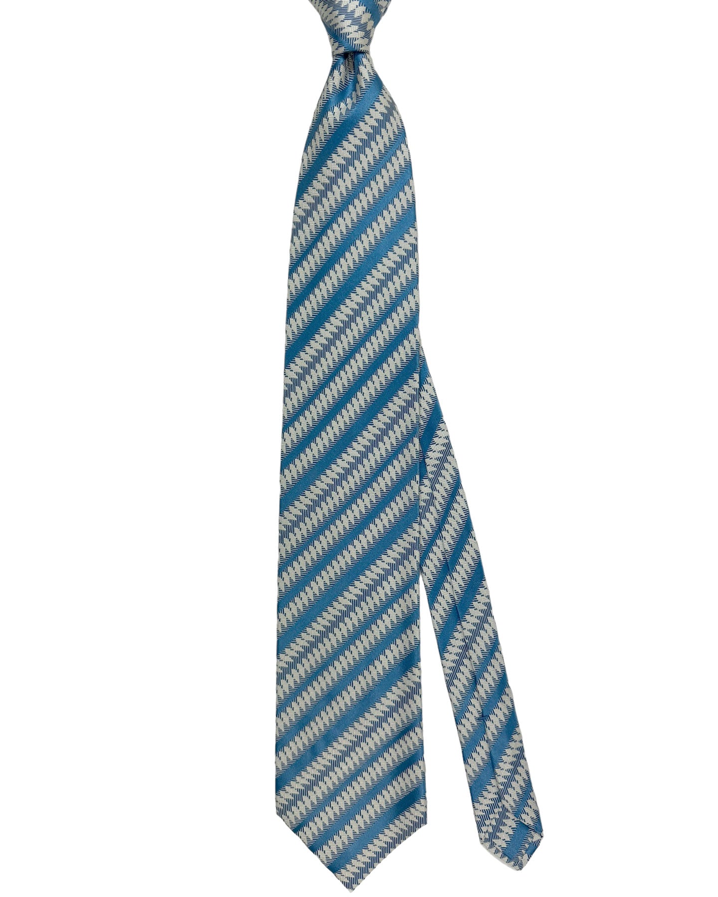 Zilli Silk Tie Blue Silver Stripes Design - Wide Necktie